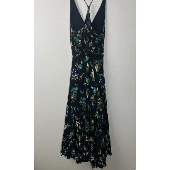 Free People Pages of Gold Maxi Dress XS Floral Crochet Cutout Full Boho Whimsi - Picture 2 of 12